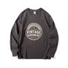 Long-Sleeved T-Shirt for Men 2025 Autum New Style American Retro Printed Pure Cotton Brushed T-Shirt Round Neck Casual Bottoming Shirt