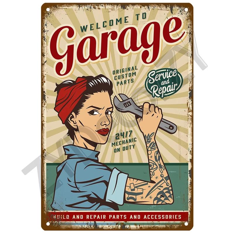 Garage Metal Sign House Plaque Metal Poster Tin Sign Plate Wall Posters Vintage Retro Aesthetic Room Decor Wall Art Decoration