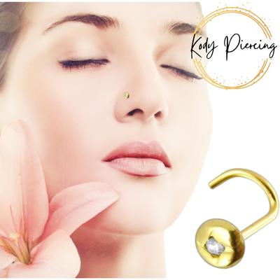 KODY PIERCING Piercing-Nasenschraube aus 14-karätigem Gold mit einem kubischen Zirkonia – hochwertiges Piercing