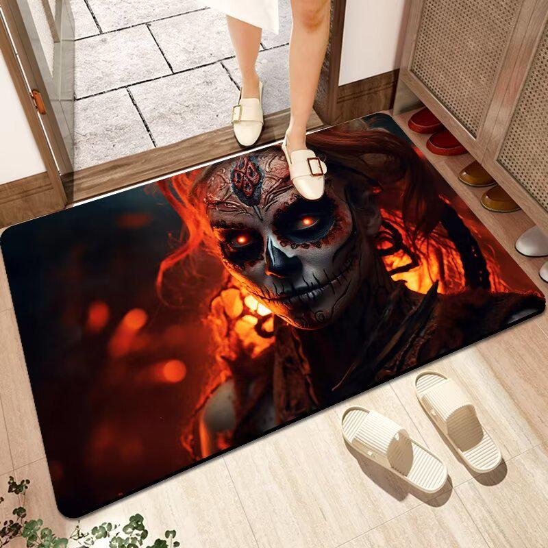 Non-Slip Halloween Floor Mat: Dirt-Resistant, Water-Absorbent Crystal Velvet for Bathroom or Entrance