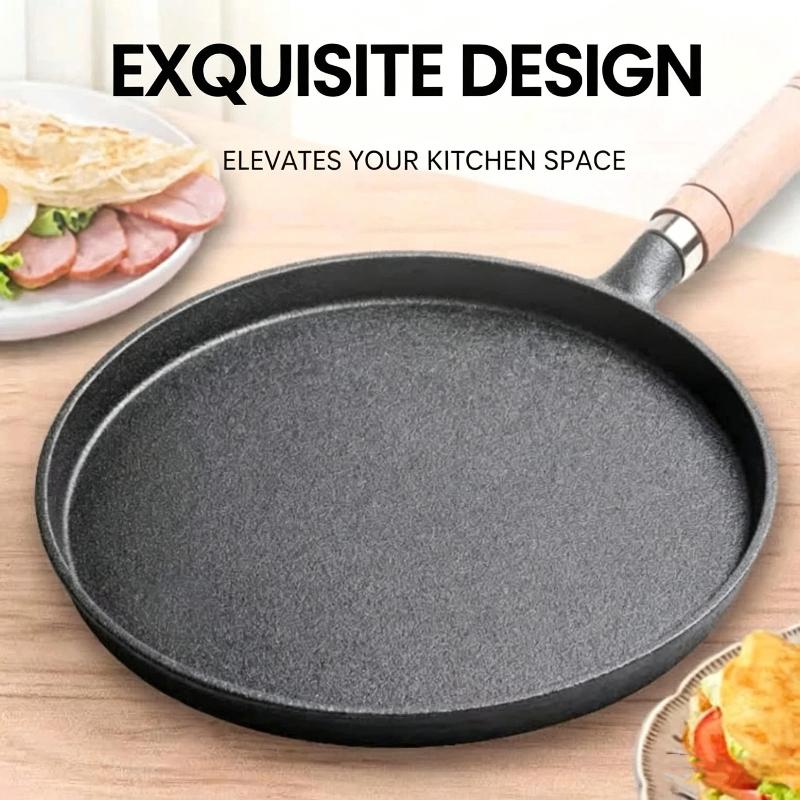 20/23/26 cm non-stick støbejernspande til at lave vietnamesiske stegte pandekager og æg, sikker varmeisoleret træhåndtag