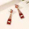 Exquisite wine bottle, red trend, fashion temperament, versatile, light luxury earrings, earrings, women