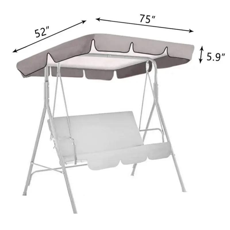 Outdoor Swing Canopy 3 Seater Chair Top Cover Canopy UV Sun Water Proof for Patio Yard Seat Hammock Canopy Dustproof Cover