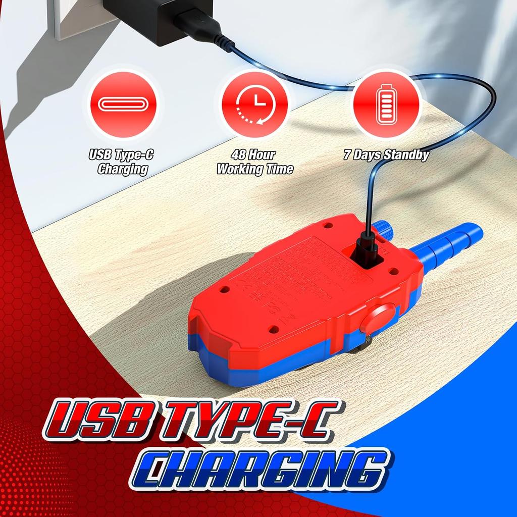 Rechargeable Walkie Talkies for Kids : Christmas Toys Gifts for Boys Ages 3 4 5 6 7 8 9 10 Kids Walkie Talkies 2 Pack Outdoor Hiking Toy for 5-7 Year