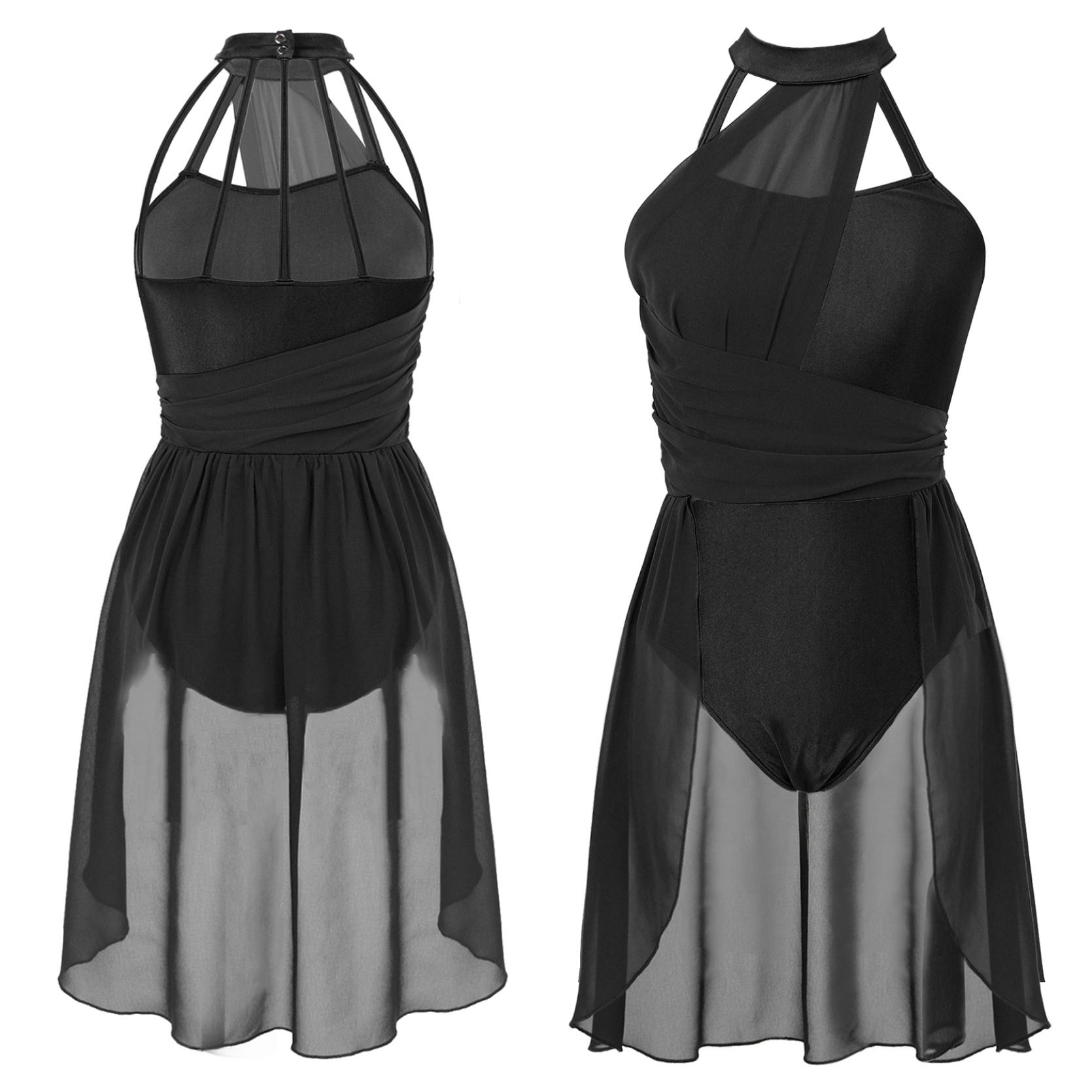 

Женское балетное танцевальное платье для взрослых, гимнастика, лирический современный танец, костюмы балерины, одежда, сценическое трико, платье S чёрный