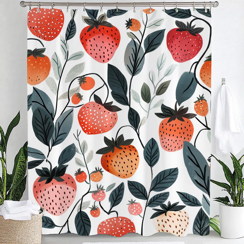 

1pc Fruit Shower Curtain Watercolor Orange Peach Lemon Strawberry Orange Cute Colorful Bathroom Decorative Shower Curtains 90x180cm-35x70in