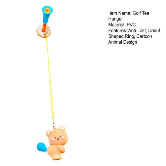 Golf Tee Hanger Donut Shaped Plastic Anti-Lost Ring with Strap Cartoon Animal Pattern Golf Tee Holder for Men Women