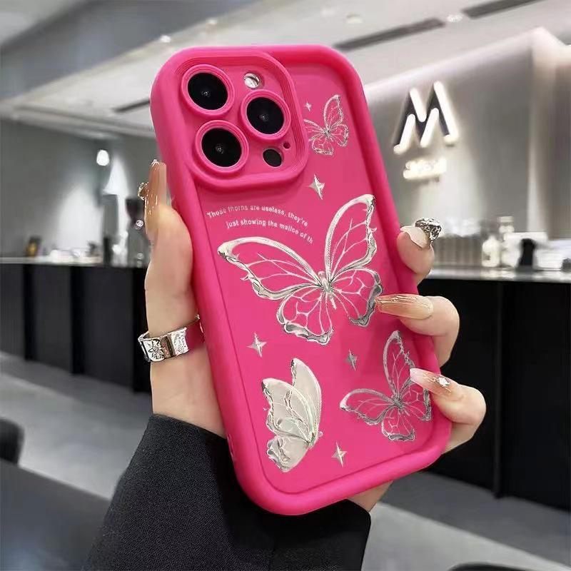 iPhone 17/15 Pro Max/13/14 Case with Full Screen Butterfly Design - Drop-Proof for Girls