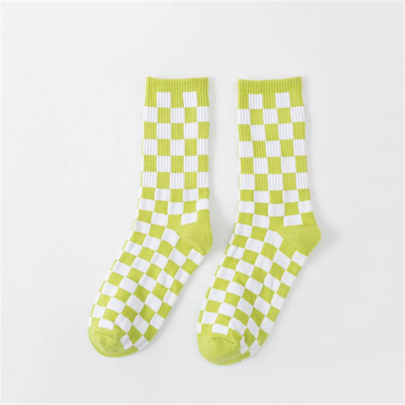 5 Pairs Pairs of Autumn and Winter Plaid Socks Women's Mid-tube Men's and Women's Matching Stockings