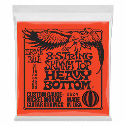 

[Authentic] ERNIE BALL 2624 8-String Electric Guitar Strings (09-80) 8-STRING SKINNY TOP HEAVY BOTTOM SLINKY