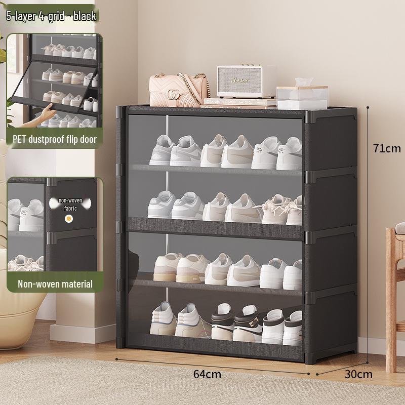 Sturdy Multi-layer Shoe Rack with Dustproof Transparent Shelves, Ideal for Home or Dorm.
