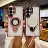 Magnetic for Magsafe Clear Phone Case For Samsung Galaxy S25 S24 S23 S22 Ultra Plus S22 Ring Holder Stand Wireless Charge Cover