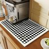 Housse de protection anti-poussière pour machine à laver imprimé à carreaux Tapis de séchage pour vaisselle à carreaux Tapis absorbant pour table Housse anti-poussière pour micro-ondes Cuisine Salle de bain