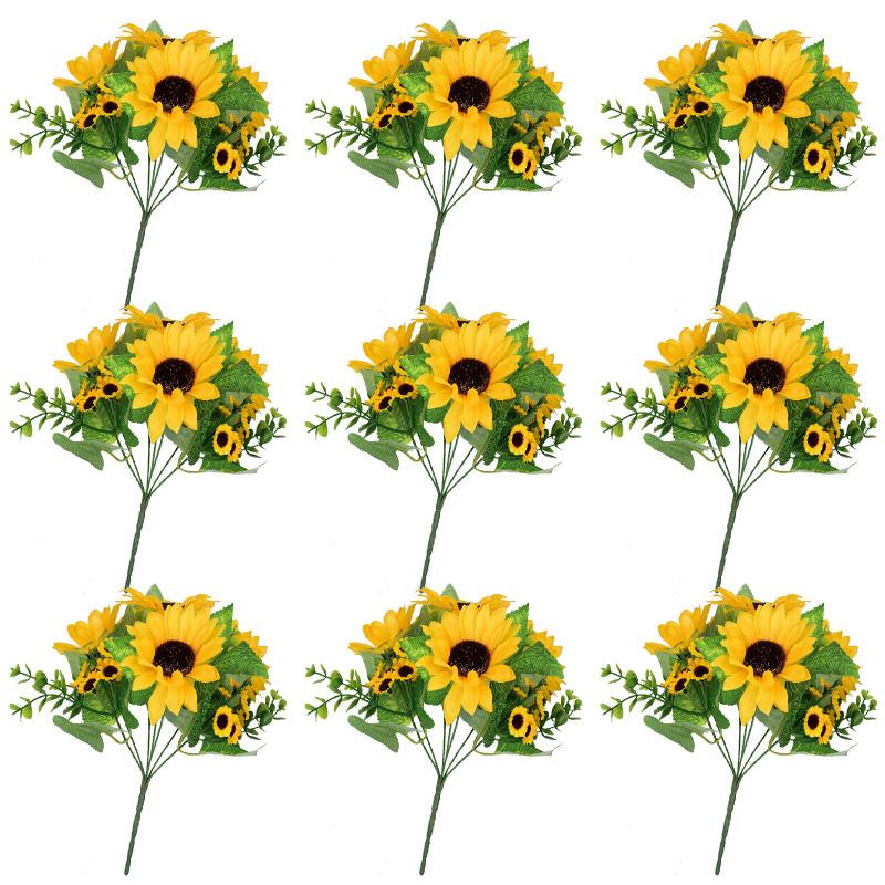 22 Heads Artificial Sunflowers Bouquet Home Garden Vase Decoration Silk Flowers Wedding Party Centerpieces Desktop DIY Decor