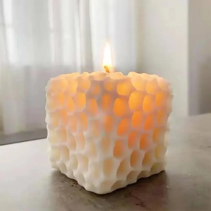3D DIY Geometric Chocolate Mousse Honeycomb Silicone Candle Mold Soap Resin Mold Home Decor