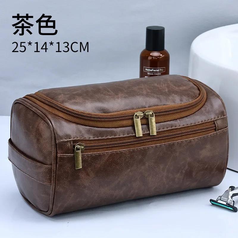 

Hanging Makeup Bag Large Capacity PU Leather Wash Bag Double layered Men s cosmetic bag travel essentials organizer