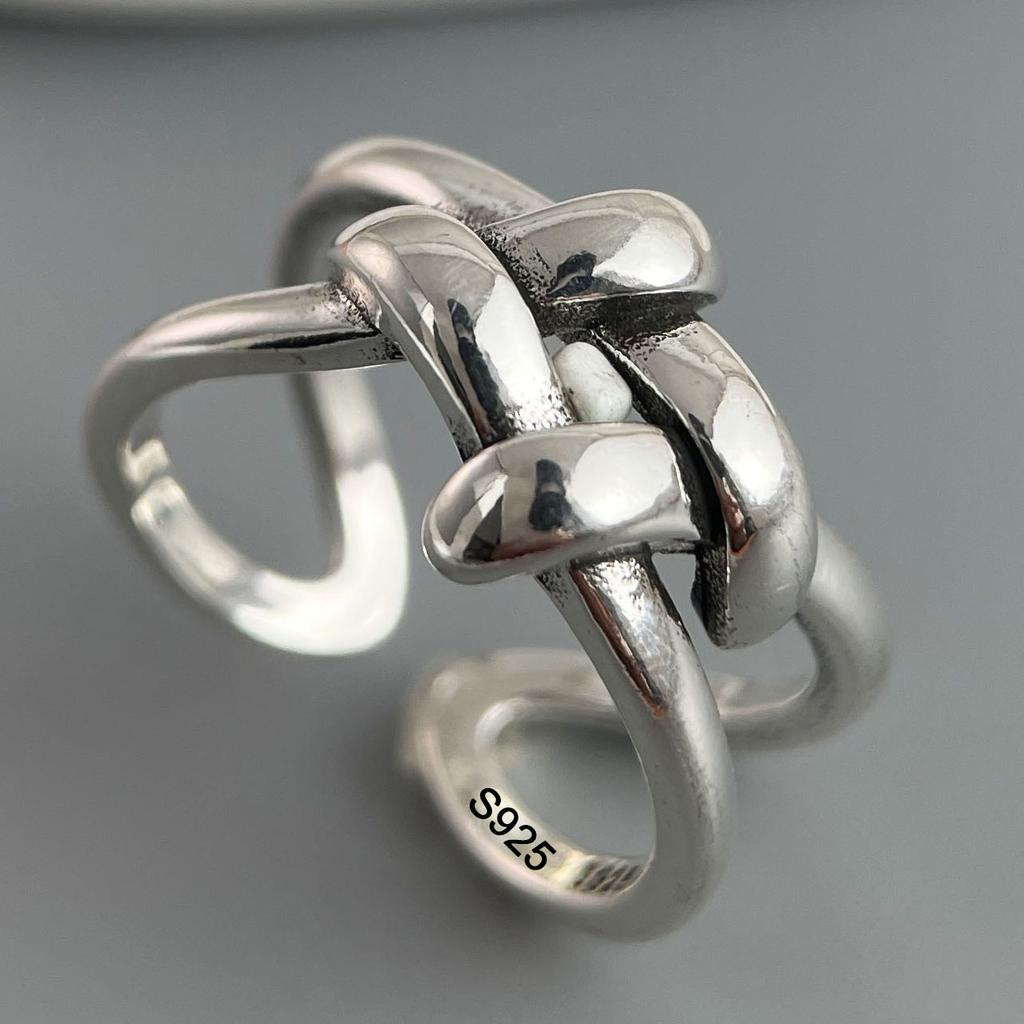 925 Sterling Silver Rings for Women Couple Minimalist Handmade Simple Retro Flower Heart Ring Fine Jewelry Gift Prevent Allergy