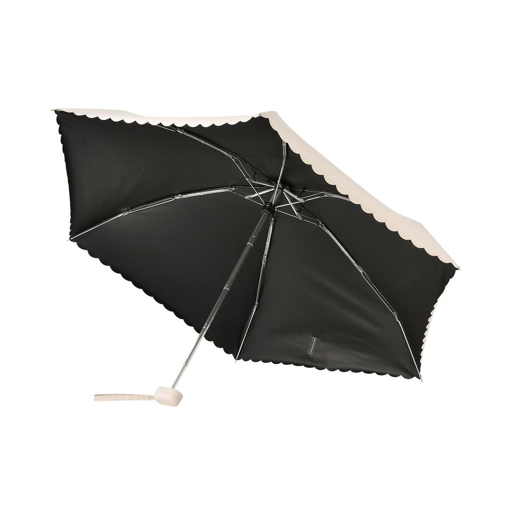 Francfranc Compact Scalloped Folding 47cm and Rain Light Umbrella Umbrella, (Sun Umbrella), Beige, Lightweight, Sunshade/Rain