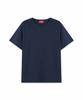 PSSHOPPER [Refurbished] Semi-Crop Slub Vintage Short Sleeve T-Shirt [Navy]