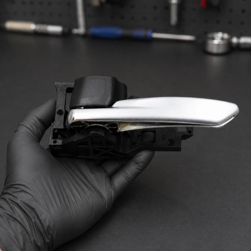 Clip-Mount Interior Door Handle Assembly 6920602380C0 for 2020-2024 Hiace with Silver Lever and Textured Black ABS Housing Frame