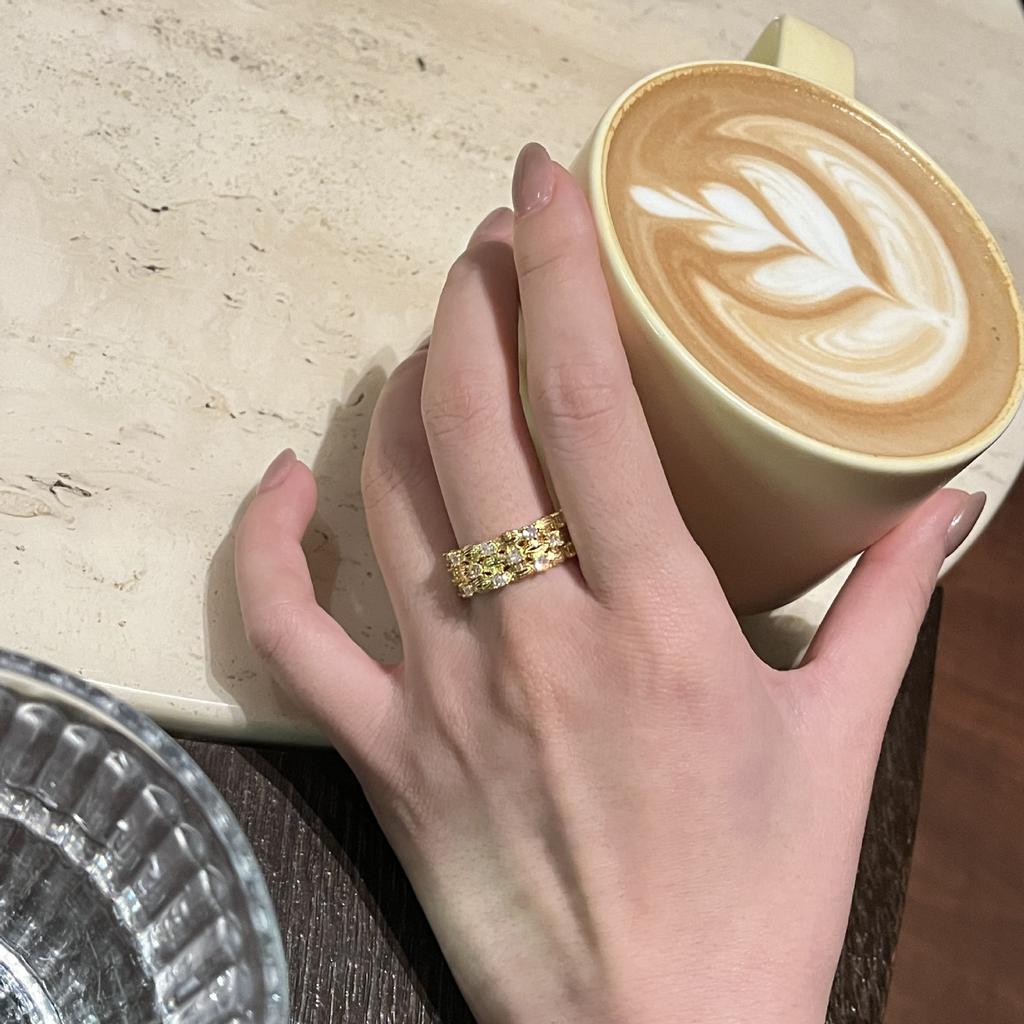 Super Flash Irregular Woven Wind Ring Female Temperament Light Luxury Exquisite Index Finger Ring Female