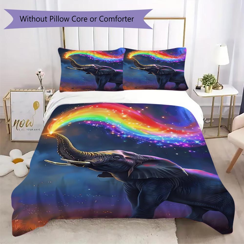 1PC Elephant Theme Bedding Quilt Set Quilt Cover Pillowcase Home Decoration Birthday Gift (1 * duvet cover + 2 * pillowcase, without core)A15