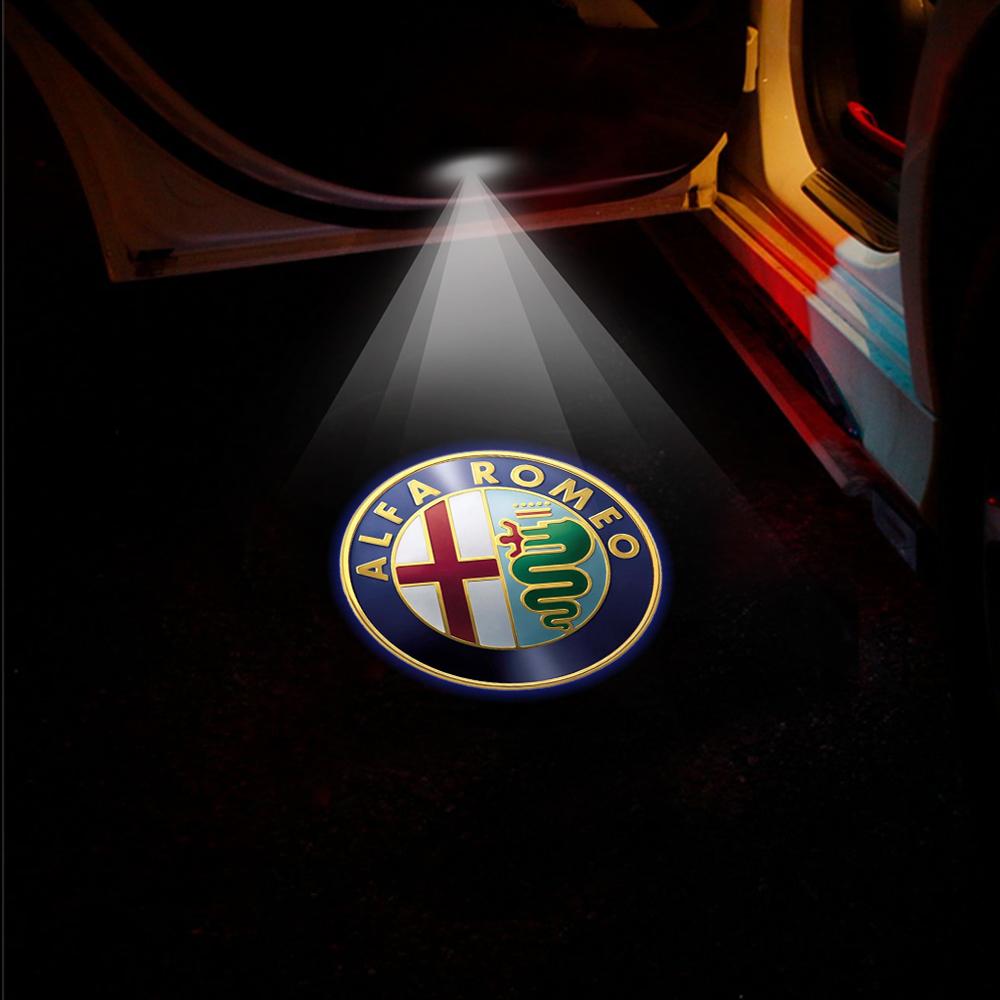 2PCS Auto Wireless Door Led Welcome Light Projection Lamp Light Decorative Accessories For Alfa Romeo Giulietta Stelvio 2017 zl6