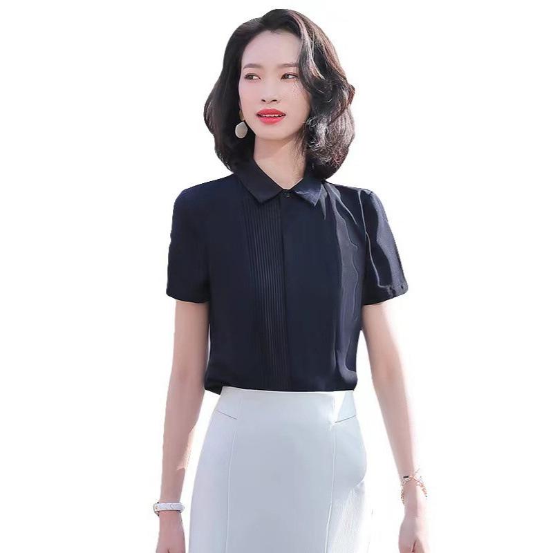 Women's Professional Short Sleeve Chiffon Shirt - Summer Formal Wear