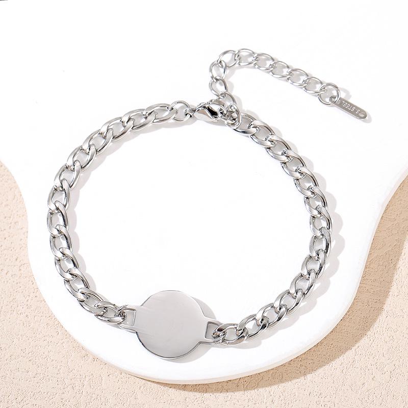European & American Laser Engraved Stainless Steel Cuban Link Bracelet