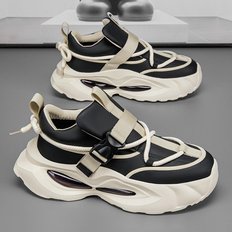 New Men's Fashion Trend Casual Shoes Mesh Breathable Comfortable Versatile Thick Soled Shoes Low Top Chunky sneakers 2025