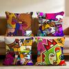Colorful Abstract Faces Cushion Cover Multi-Scene Pillow Cover for Home & Car - Reversible, Soft & Durable for Daily Use