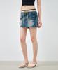 MONGDOL Rib Banded Washed Denim Mini Skirt Light Blue Mdsk037Lblue