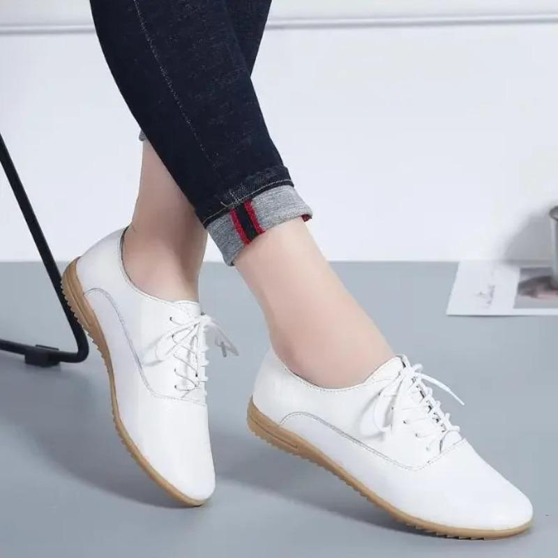 Women Hollow Shoes High Quality Casual Small Leather Shoe Soft Bottom Comfort Flats Moccasins Lace Up Oxford Shoes Women Loafers