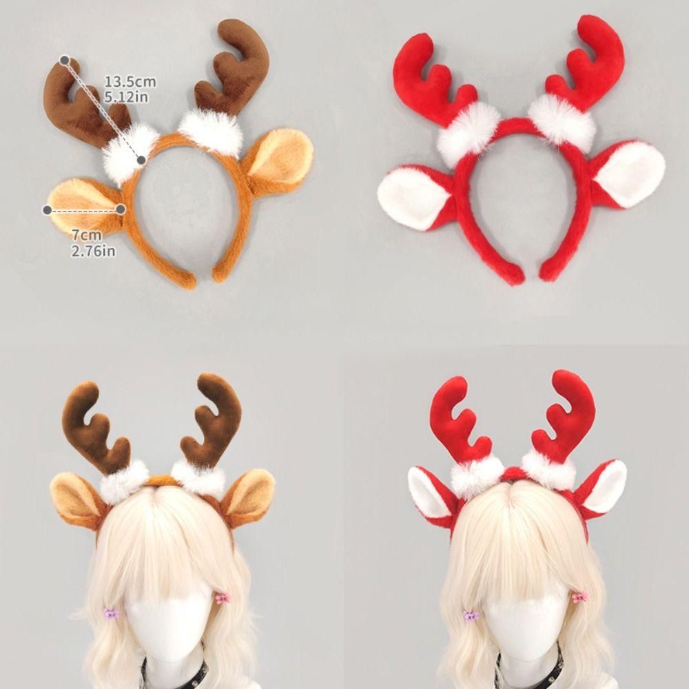 Plush Deer Ear Headband Antler Ear Detail Cosplay Hair Hoop  Dress Up