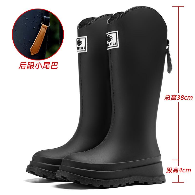 

Высокие водонепроницаемые женские ботинки на платформе, резиновые сапоги, водонепроницаемая и нескользящая резиновая обувь, модная верхняя одежда, забродные длинные дождевые сапоги для женщин 41 чёрный