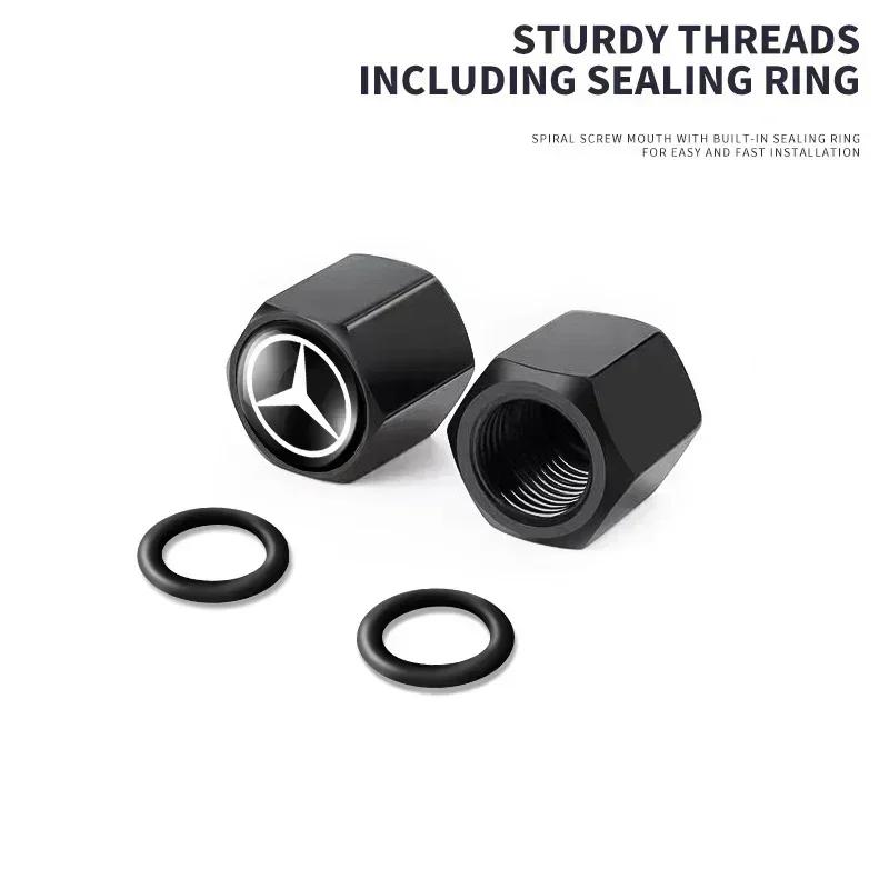 2026 Hot Car Accessories Metal Wheel Tire Valve Caps With Wrench Keychain For Mercedes Benz B/C/E/S Class A Class C200L GLC GLE CLA DR1