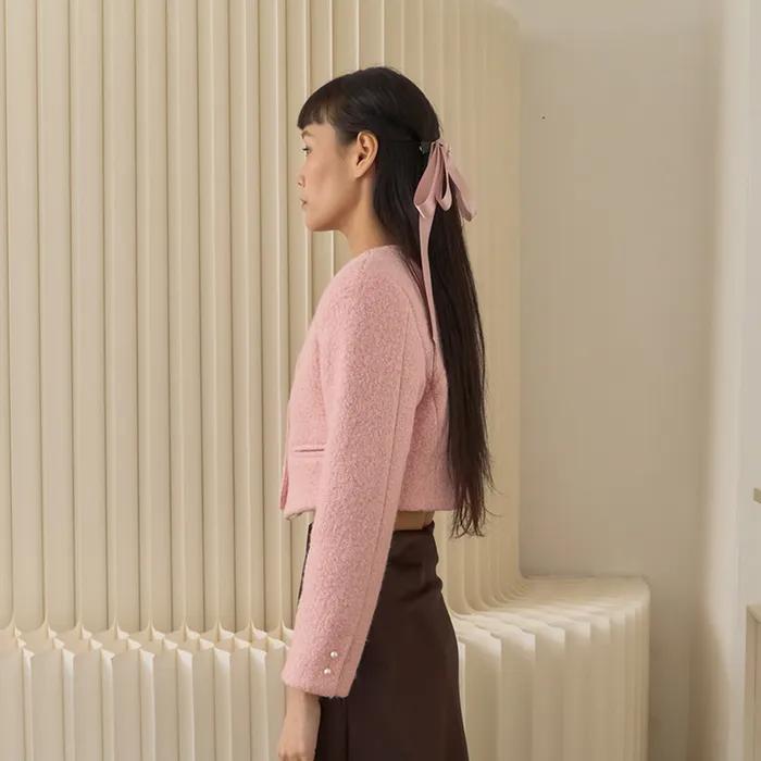 Long Tail Ribbon Hair Barrette_Pink