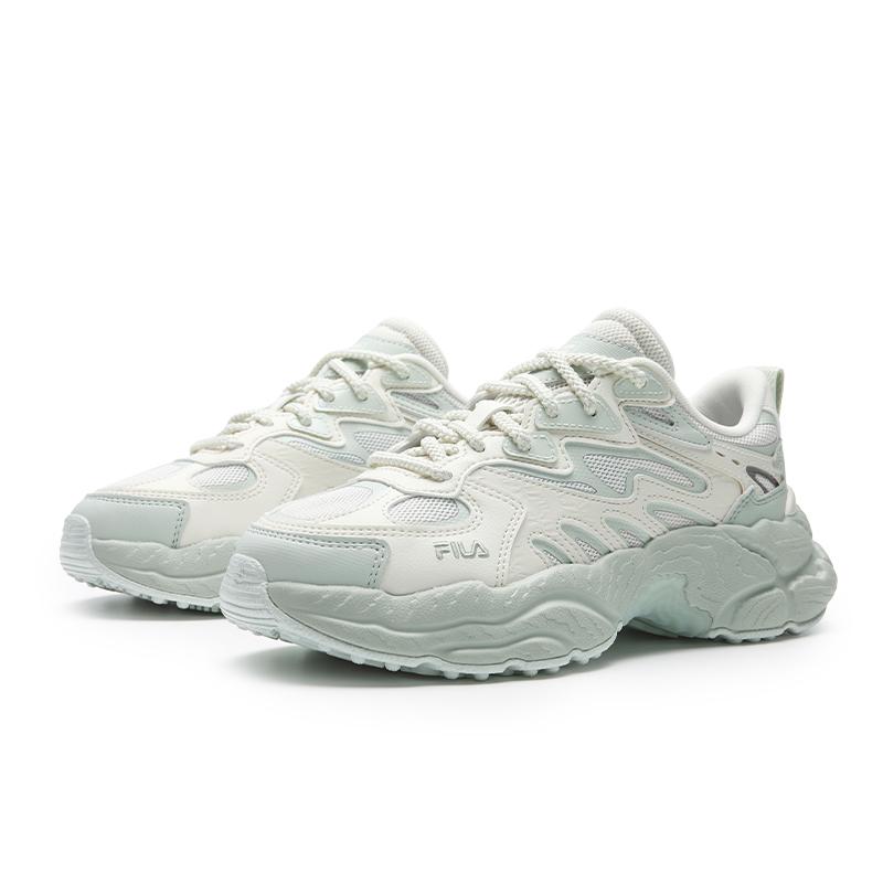 Fila FERN Abrasion Resistant, Breathable, Lightweight Low Top Chunky Sneakers Women's Milk White/Milk Green F12W622118FGM