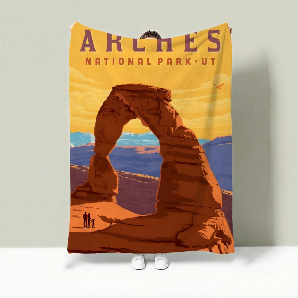 Park A-Arches National Park Throw Lightweight 240g Flannel Blanket Soft Skin-friendly for Summer Cooling 75x90cm