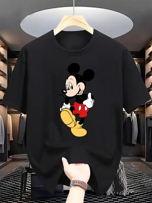 Disney Mickey Mouse Print TShirt Men Women Casual O Neck Short Sleeve Cotton Tops Cartoon Graphic Tees Streetwear