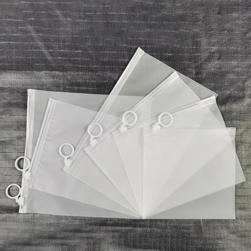 50pcs Transparent and Frosted Plastic Storage Bags with Zipper and Ring Pull for Gift Bags Makeup Stationery and Travel
