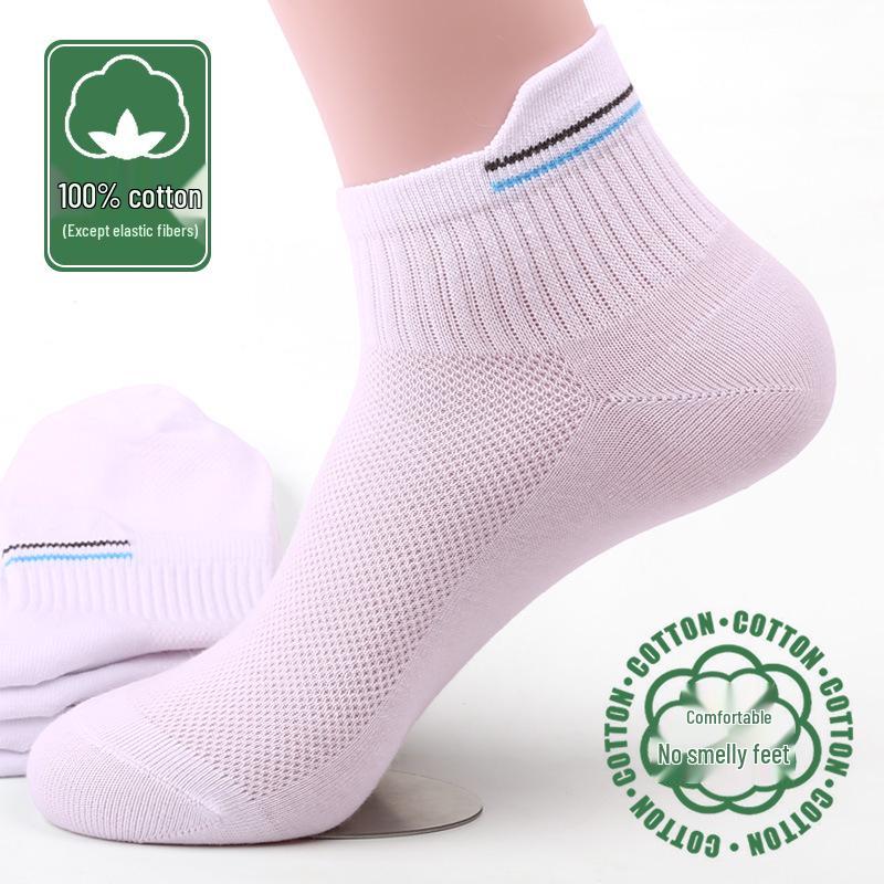 5 Pairs Unisex Cotton Mesh Ankle Socks: Lightweight, Non-Slip, Breathable for Spring/Summer