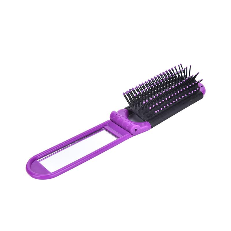 1X портативная дорожная складная щетка для волос с зеркалом, компактная ...