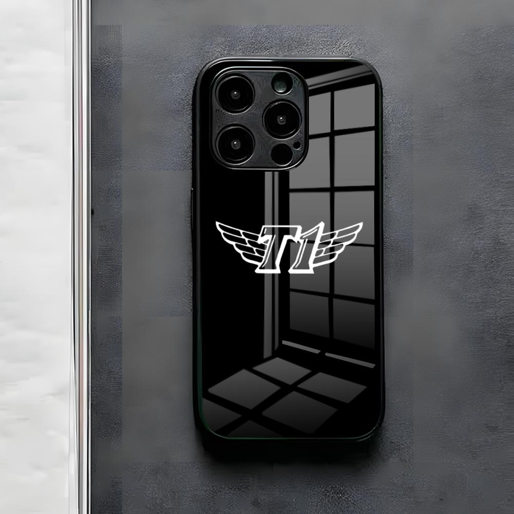 

T-T1 Cool SKT Phone Case For IPhone 17 Air 16 E Pro Max 15 14 13 Mini 12 Pro 11 Max Plus Black Glass Cover iPhone 14ProMax