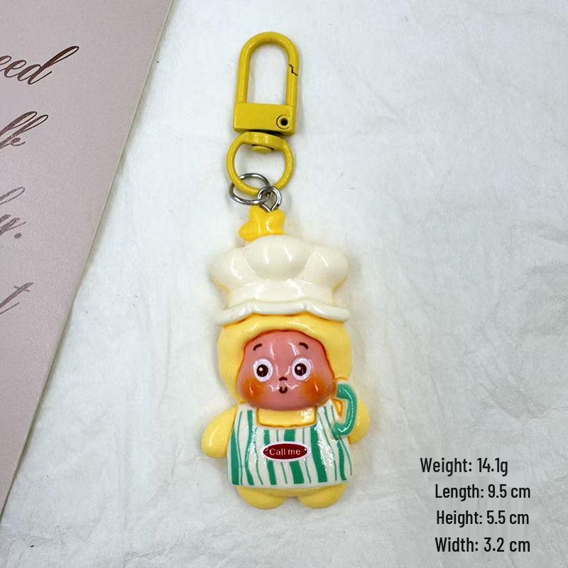 Starman Large Cute Cartoon Keychain Pendant - Creative Backpack Charm Cream Glue Accessory