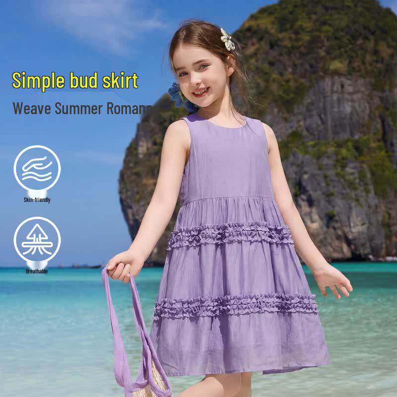 ASK JUNIOR Girls  Sleeveless Beach Dress 160
