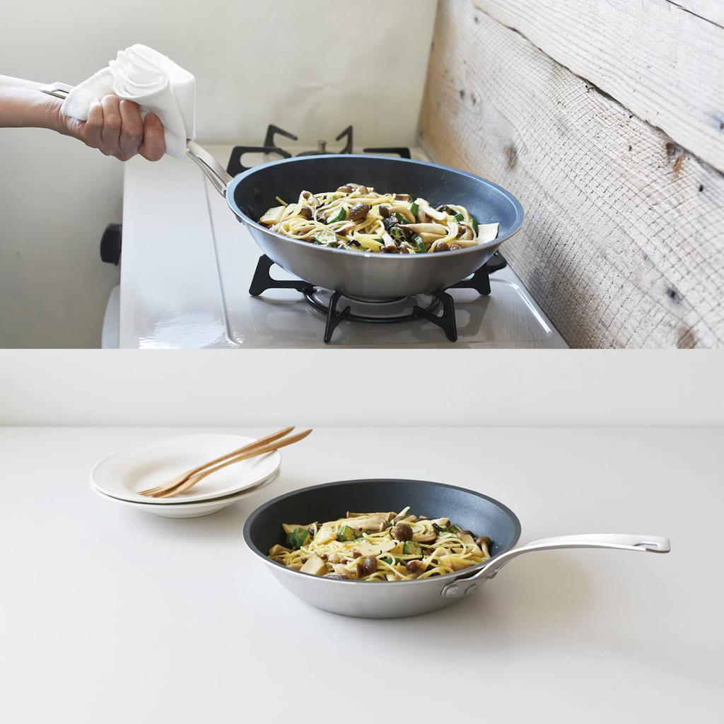 Hokuriku Aluminum Meister Clad IH Compatible Frying Made in Silver 2-Layer Pan, 21cm, Japan,