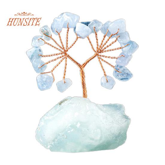 Barevná ozdoba stromu z přírodního kamene se základnou, strom peněz s pozitivní léčivou energií