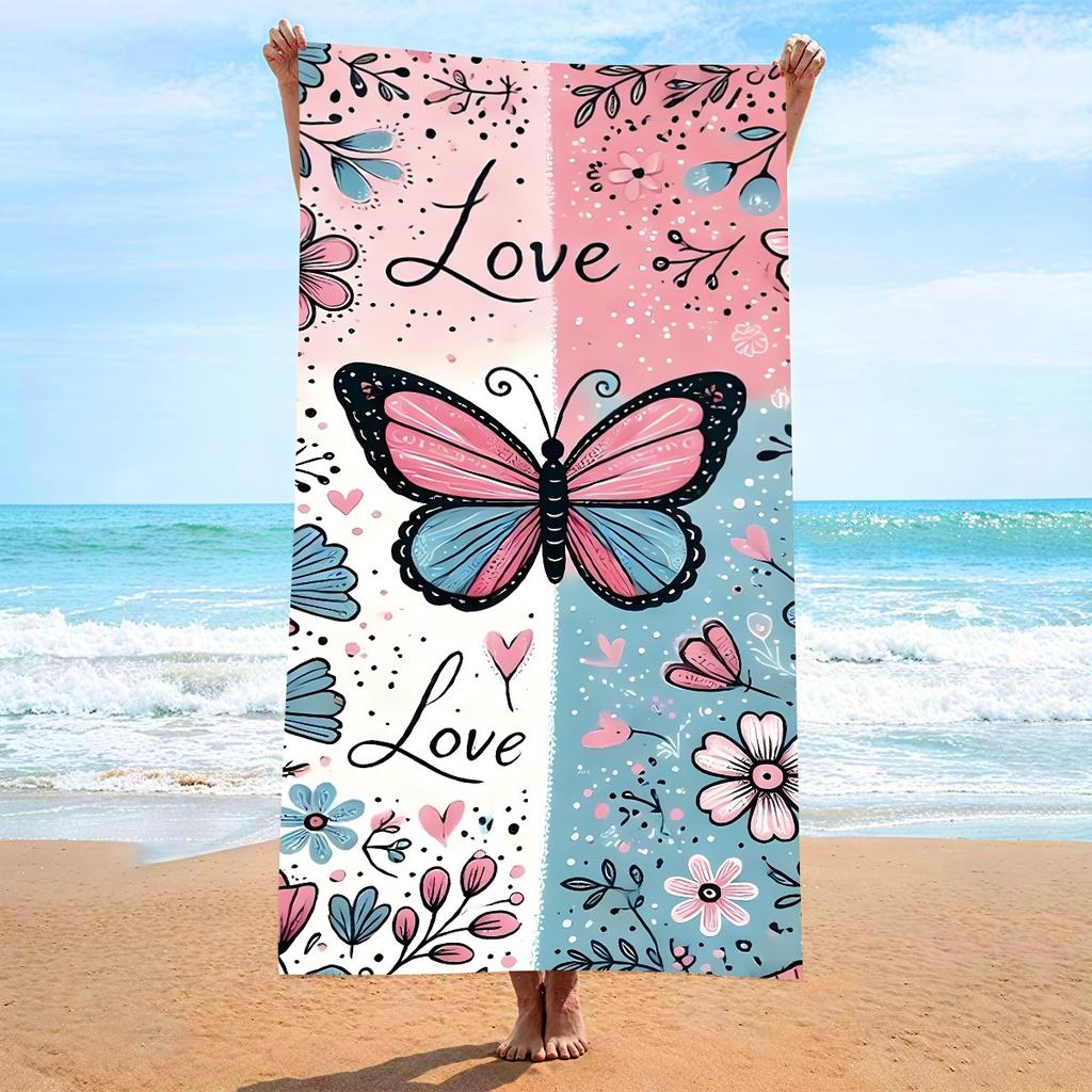 Sugar Skull Floral Beach Towel Day of The Dead Polyester Bath Towel Quick Dry Sandproof Blanket for Summer Swim Pool Travel