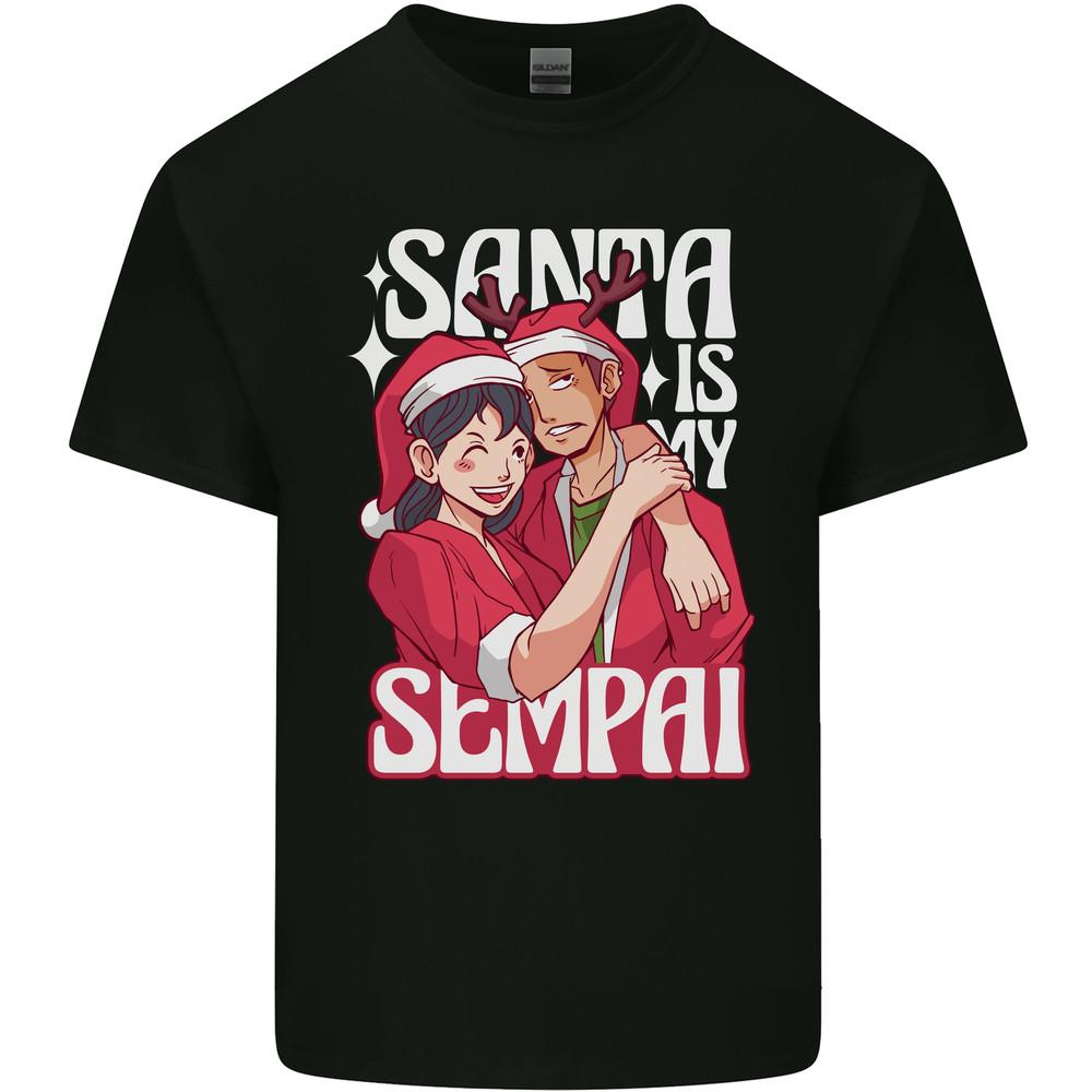 Anime Santa is My Sempai Funny Christmas Xmas Mens Light Cotton T-Shirt Unisex T-Shirt S